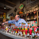 Osborn hops behind the counter at the Avery Island Tabasco shop to show off his favorite products.